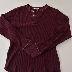 SOLD GAP Maroon Waffle Knit Henley Shirt